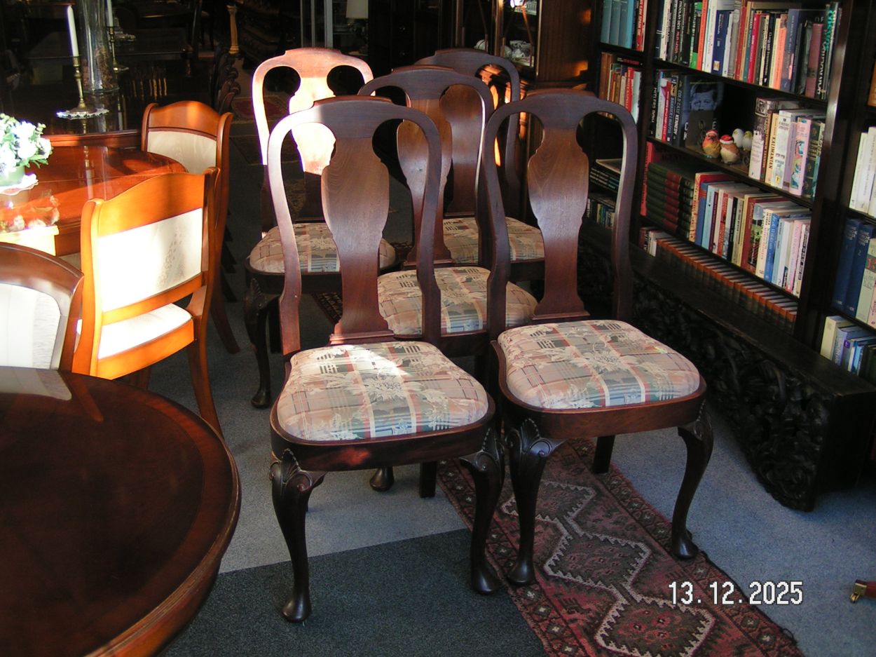 artikelnr. 1602071 Antieke Chippendale mahonie Stoelen met Coulissentafel in zeer Goedenstaat, prijs opaanvraag
