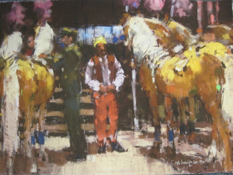 artikelnr. 00429e Kunstenaar Rob Houdijk Speciale Oplaag Pastels Grafische Technieken "Circus": Bieden vanaf 600 euro
55 x 40 cm

complete set in puntgave originele staat, gesigneerd.


Rob Houdijk was born in Tilburg in 1950. He grew up in 's Hertogenbosch where he attended grammar-school. After his grammer-school period he studied Classical Languages and Literature at the university of Nijmegen. His passion for drawing and painting dates back to his childhood. Durig his entire period as a student painting had continued to play an important role in his life. in 1975, shortly before receiving his degree, he was admitted to the Academy of Fine Arts in Amsterdam, where he studied painting. In 1978 he was granted a position as a teacher of Classical Languages at the Murmellius gymnasium in Alkmaar, a position which, being married and father of two daughters, he was to keep until 1998, though mostly part-time. As a result of an ever decreasing number of hours as a teacher, more time could be reserved for modelling in clay and wax, a discipline which, after his time at the academy, had remained in the background.
Rob Houdijk paints and draws with oil- and watercolours, pastels, charcoal and pen and ink. His subjects are people in their environment, people and animals interacting, landscapes, townscapes and still lifes. People and animals also present the central themes for his bronzes. In both painting and modelling his style could be called impressionistic. Though figuration is always the starting-point, a tendency towards slight abstraction is noticeable throughout his whole work.
In the Netherlands and abroad Rob Houdijk has many commissions in his name. For instance, for the Holland America Line he made, among others, a large series of pastels showing Dutch harbour-views, and various groups of bronzes were made by him for the Bouwfonds Nederlandse Gemeenten.
In 2007 he moved from his own gallery 'Inter Pascua' at Oterleek to 'Atelier Rob Houdijk' (a studio and a gallery to exhibit his work) at St. Pancras, near Alkmaar.
	
Atelier Rob Houdijk, Stuimellaan 2A, 1834 GB, St. Pancras



Keywords: artikelnr. 00429 Kunstenaar Rob Houdijk Speciale Oplaag Pastels Grafiche Technieken "Circus"; Bieden vanaf 600 euro