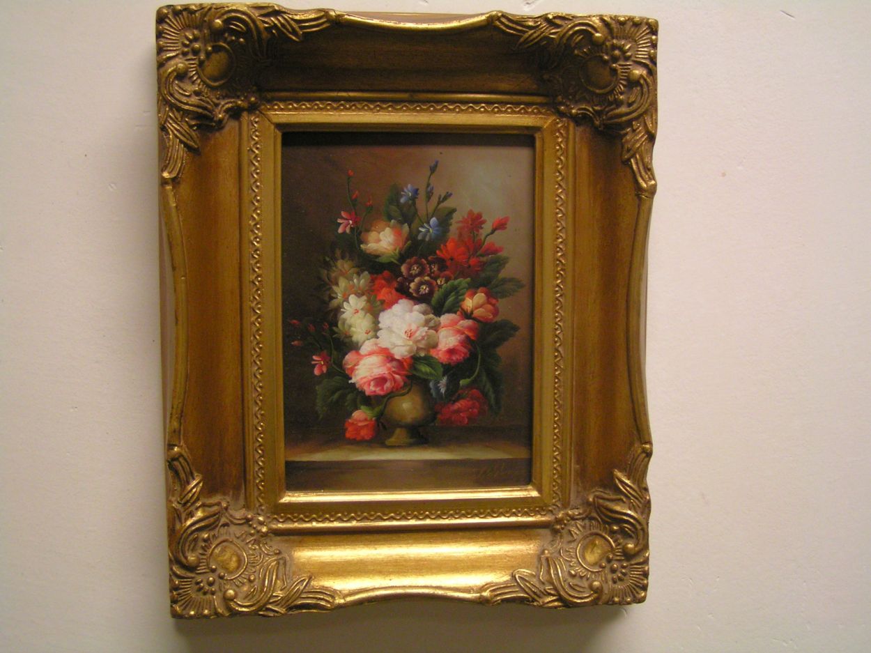 Verkocht artikelnr. 0160087 Bloemstilleven op paneel
b: 23cm x H: 28cm

in nieuwstaat.
Keywords: Bloemstilleven op paneel