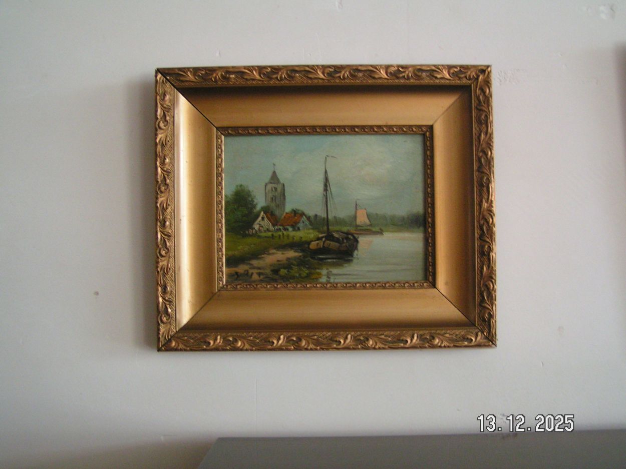 artikelnr. 1602074 Vitage Schiderij op paneel in zeer goede staat prijs € 125,- euro
Afm H 27 B 32 cm 
